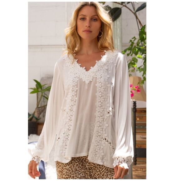 FLORAL Embroidery Woven V Neck Blouse in Ivory - Picture 8 of 11